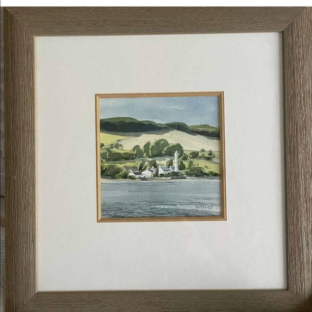 Brian Petrie original Watercolor Scotland lighthouse framed painting landscape